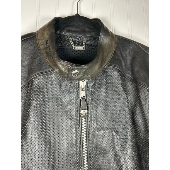XPERT SPORT MOTORCYCLE BIKER genuine leather men’s JACKET size XL coloured back - Picture 3 of 16